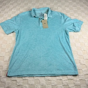 Tommy Bahama Blue Terry Cloth Floral Men's Short Sleeve Button Up Shirt NWT Med - Picture 1 of 12