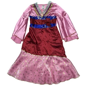Disney Mulan Costume Dress Girls 5/6 Pink Red Blue Princess Halloween Cosplay - Picture 1 of 9