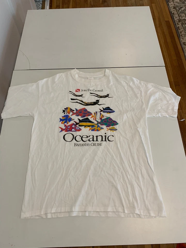 Camisa Oceanic Bahamas XXL Blanca Crucero De Colección Buceo Peces Exóticos Viaje Foto 1 de 4