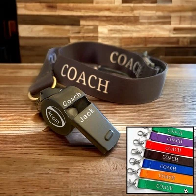 Personalised Black Whistle Stainless Steel Engraved Metal Coach Referee PE Teac - Image 1 of 4