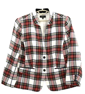 NEU TALBOTS Damen 48% Wolle Blazer Jacke Langarm Stehkragen kariert 18W - Bild 1 von 20