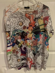 Inoah Women's Tunic Top L Watercolor Art Relaxed Short Sleeve USA - Picture 1 of 15
