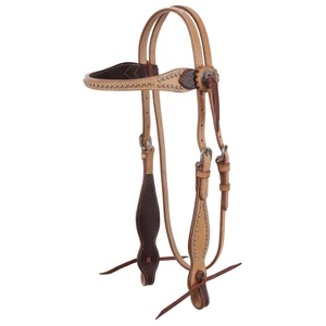 Showman Argentina Cow Leather Browband Headstall w/ Dark Brown Accent Trim - Picture 1 of 1