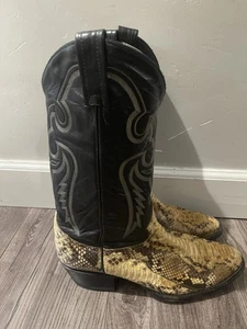 Botas de vaquero de cuero de piel de serpiente marrón occidental Tony Lama vintage para hombre talla 10 - Imagen 1 de 6