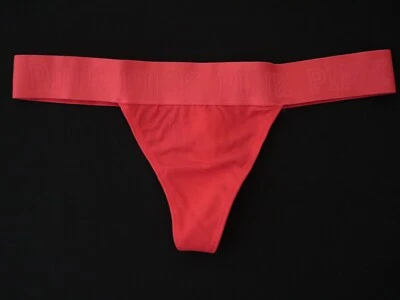 NUEVO Victoria's Secret VINTAGE 2016 ROSA Encaje Grueso Logo Tanga Panty PEQUEÑO Foto 1 de 4