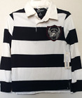 NWT Arizona Jean Co. Polo Shirt Youth Small Black & White Long Sleeve Shirt New