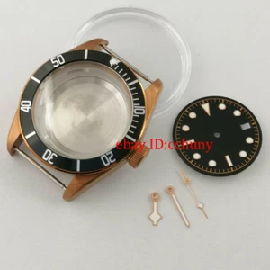 41mm Sapphire Bronze Plated Watch Case Black Bezel Dial+Hands Fit NH35 NH35A  - Picture 1 of 6