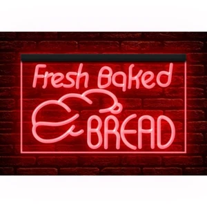 110137 Fresh Baked Bread Bakery Shop Cafe Store Bar Display LED Light Neon Sign - Picture 1 of 11