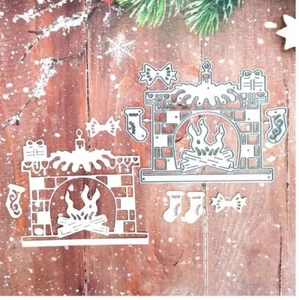 Fireplace Stockings Firewood Christmas Presents Candle Mantel Metal Dies Thin - Picture 1 of 2