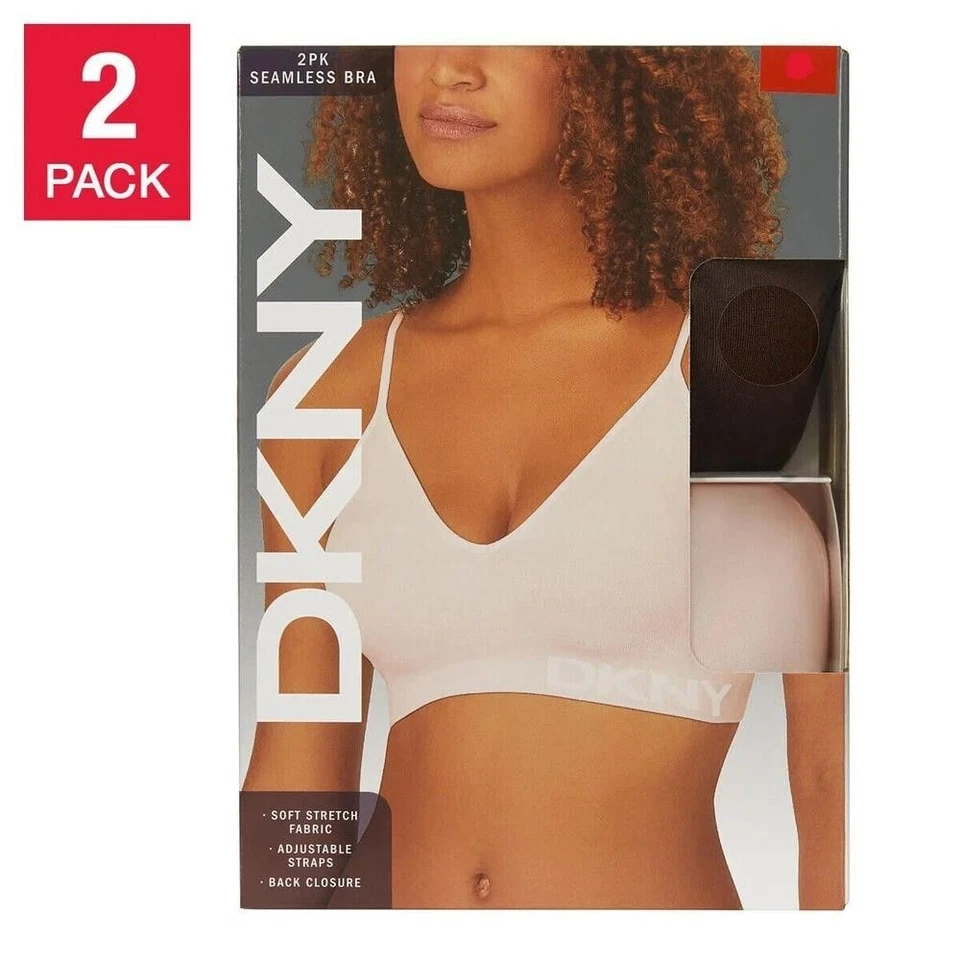 DKNY Women's 2-Pack Seamless Bra Brown/Light Pink Size Small