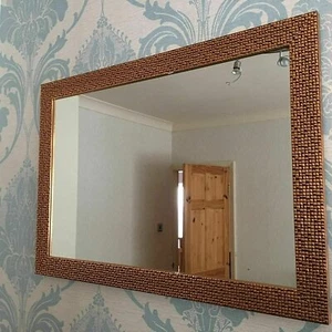 New Large Mosaic Mirror Bedroom Hallway Hanging Wall Gift 48x68cm copper white - Picture 1 of 6