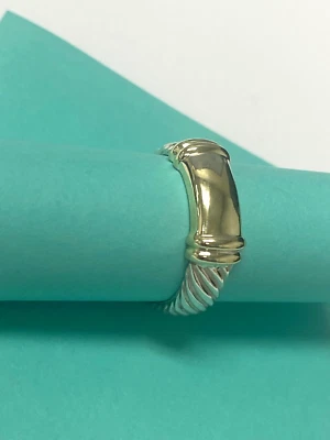 David Yurman Sterling Silver & 14k Gold 6mm Cable Metro Ring Sz: 8.5 - Image 1 of 4