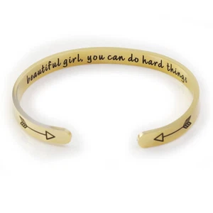 Inspirational Mantra Cuff Band Bangle Bracelet for Girls Beautiful Girl - Picture 1 of 6