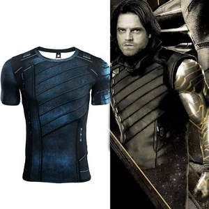 Avengers Infinity War Winter Soldier Bucky Barnes Short sleeve Fitness T-shirt - Picture 1 of 8