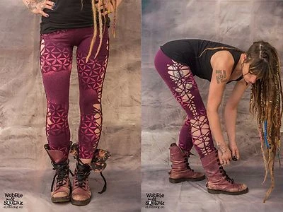WEAVE LEGGINGS Sacred Geometry Flower of Life Pixie Fairy Psytrance Festival  - Image 1 of 4