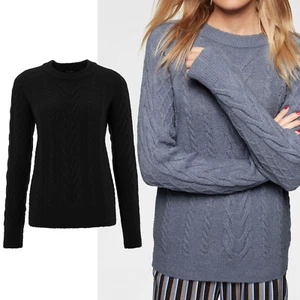 flauschig weich PULLOVER schwarz Gr.38 M Zopfmuster Pulli Strickpullover - Bild 1 von 4