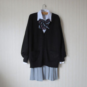 Long Sleeve School Uniform Japanese School Girl Uniform Sweater Skirt Shirt Set