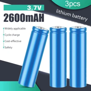 Rechargeable Lithium Battery 2600Mah Button Top 3 Pack 3.7Volt Li-Ion Batteries - Picture 1 of 14