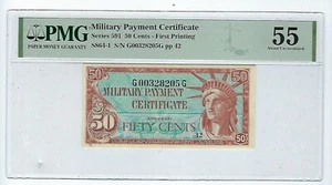 MILITARY PAYMENT CERTIFICATE MPC Series 591 50 Cents  PMG 55 - Picture 1 of 2