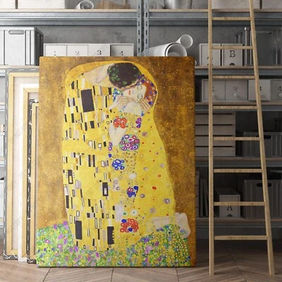 The Kiss by Gustav Klimt Classic Famous Paintings Canvas Wall Art Print - Image 1 of 4