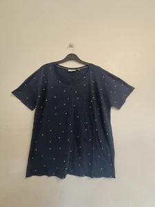 Ex Fat Face Women's Short Sleeve Dotted Print Summer Top In Navy - Picture 1 of 4