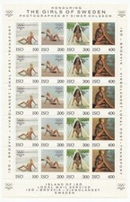 Iso Island Local Post Sheetlet, Girls Of Sweden, Nude, Perf/Imperf, Olympic 1972