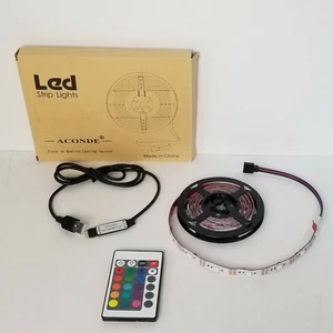 ACONDE LED Strip Lights 6.5 ft for TV USB Backlight Kit with Remote 16 Colors - Picture 1 of 12