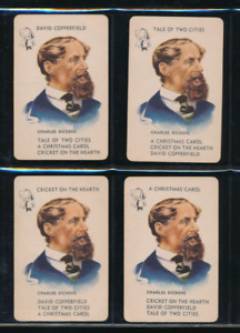 Lot (4) 1950s Authors Game Cards E. E. Fairchild Charles Dickens (FZ65)