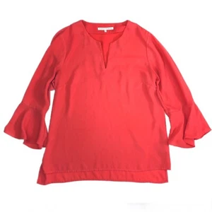Violet + Claire Womens Solid Sheer Pink 3/4 Flounce Sleeve Blouse, Size Medium - Picture 1 of 8