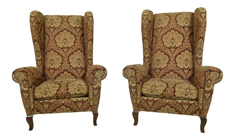 33164EC: Pair CR LAINE High Back Upholstered Wing Chairs Cover