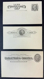 U.S., 1881-1894, Scott #UX7, UX9, UX12, Postal Cards, Unused, Very Fine - Picture 1 of 2