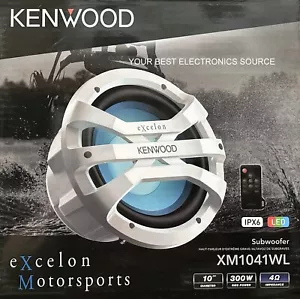 NUOVO Kenwood XM1041WL 10" 4 Ohm Subwoofer Marino 300W RMS, RBG Illuminazione LED BIANCO - Foto 1 di 1