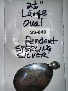 STERLING SILVER Rare Plain Large Oval Pendant 13.6 grams SS-849 - Picture 1 of 9