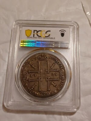 1725 RUSSIA PETER I (THE GREAT) SILVER RUBLE PCGS VF DETAILS . SCARCE L@@K - Image 1 of 4