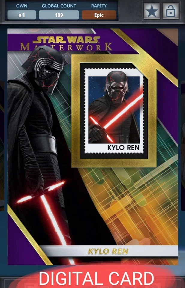 Topps Star Wars Card Trader Masterworks Kylo Ren Commemorative Stamps Epic card - Image 1 of 1