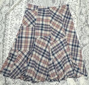 Vintage Ralph Lauren Skirt AS IS Sz 14 See Description Plaid Midi Hem Undone