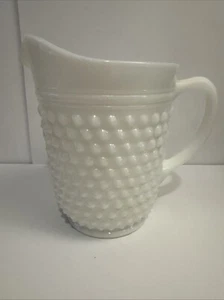 Vintage Hobnail Farmhouse/Cottage/Milk Glass Pitcher 8 Inches Tall - Picture 1 of 6