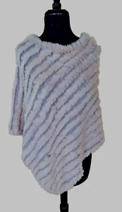 NEIMAN MARCUS Bagattele Lilac Rabbit Fur Knit Poncho Cape Sweater Size S M L NWT - Picture 1 of 9