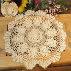 Vintage Style Cotton Table Mat with Handcrafted Crochet Flower Detailing