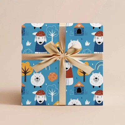 Dogs Wrapping Paper, Animal Gift Wrap for Kids Birthday or Party Gift Roll - Image 1 of 4