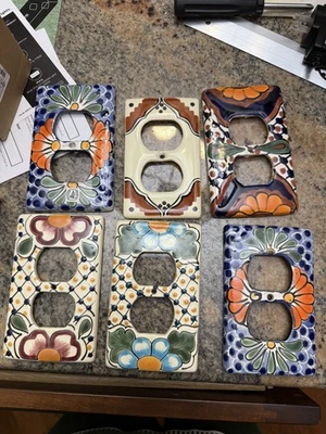 Talavera tampa de placa de cerâmica mexicana pintada à mão 5" - Imagem 1 de 4