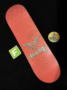 RARO FIRMADO Bam Margera Rosa Lámina Elemento Heartagrama Tabla de Monopatín AUTOGRAFIADO - Imagen 1 de 8