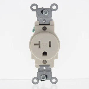 Leviton Light Almond TAMPER RESISTANT Single Receptacle 5-20R 20A Bulk T5020-T - Picture 1 of 6