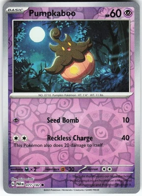 Pumpkaboo 077/182 Pokemon SV04: Paradox Rift Reverse Holo Common NM - Image 1 of 2