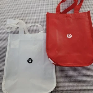 Lot of 2 LuLuLemon Reusable Bags - Small Size Red & White - Picture 1 of 9