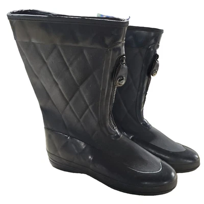 Botas de Lluvia Sporto Luxe Tribeca Negras Talla M 9 W 11 Negro Acolchado Exterior Zapato Foto 1 de 4