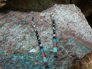 Galaxy Night Edelstein Micro Inlay Sterling Silber 925 Stab Ohrringe AQ18 - Bild 1 von 6