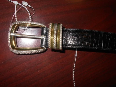 BRIGHTON CLASSICS 4B703 Belt Black Leather Gold Silver Tone Hardware Size M 30  - Image 1 of 4