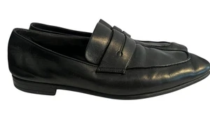 ERMENEGILDO ZEGNA L'Asola Penny Loafers •Men US 8.5•Black Lambskin Leather Italy - Picture 1 of 10