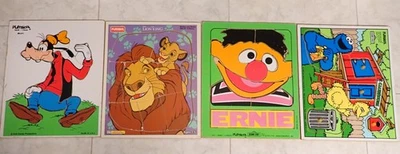 Vintage Playskool Puzzles Sesame Street Ernie Lion King Goofy Disney 1973-1990's - Image 1 of 3